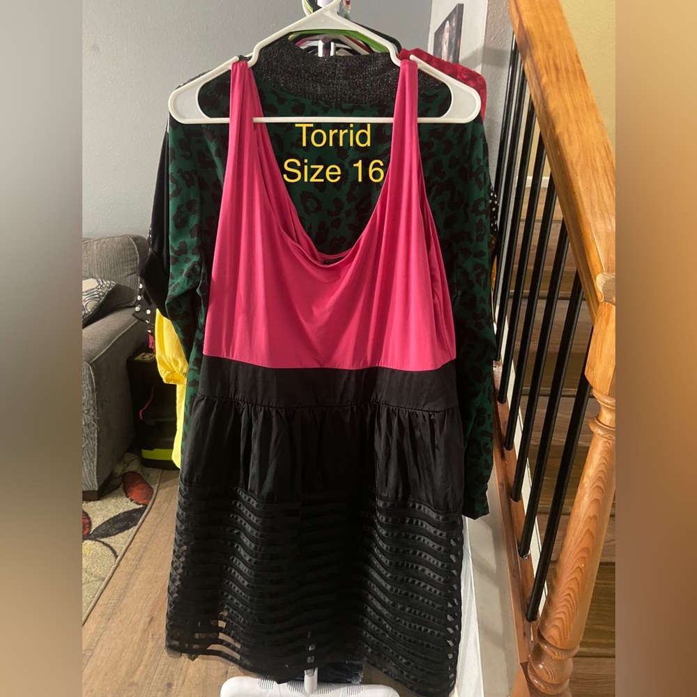 Torrid pink and black party dress size 16